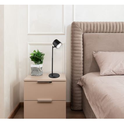 Globo - LED reguliuojama jutiklinė stalinė lempa 4in1 LED/6W/3,7V 3000K/4000K/6500K 1500 mAh USB juoda