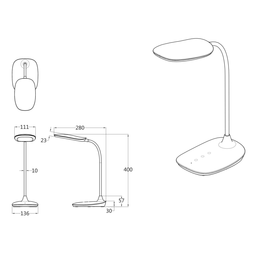 Globo - LED pritemdomas, liečiamas stalinis šviestuvas LED/9W/230V 3000K/4000K/6500K CRI 90 juoda