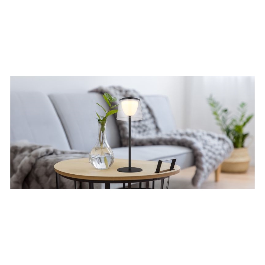 Globo - LED Pritemdomas jutiklinė lauko Stalinis šviestuvas LED/1,8W/5V IP44 1800 mAh juoda/permatoma