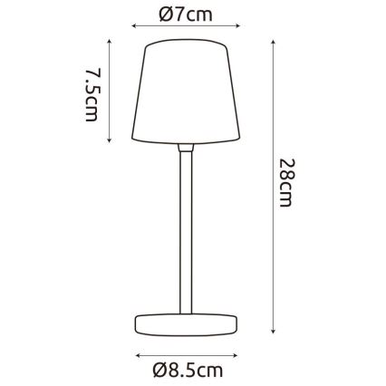 Globo - LED Pritemdomas lauko jutiklinė Stalinis šviestuvas LED/2W/5V 3000/4000/6000K 2200 mAh IP44 juoda