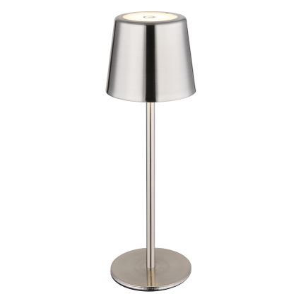 Globo - LED reguliuojamo ryškumo, lietimu valdoma įkraunama stalinė lempa LED/2W/3,7V 3000/4000/6000K 2200 mAh blizgus chromas