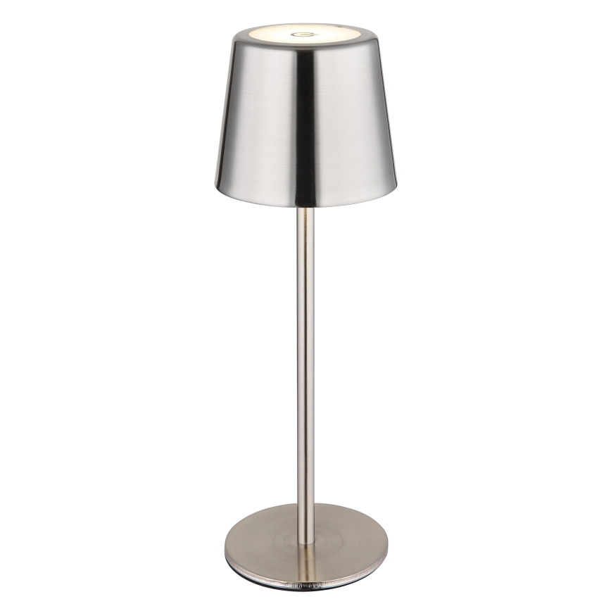 Globo - LED reguliuojamo ryškumo, lietimu valdoma įkraunama stalinė lempa LED/2W/3,7V 3000/4000/6000K 2200 mAh blizgus chromas