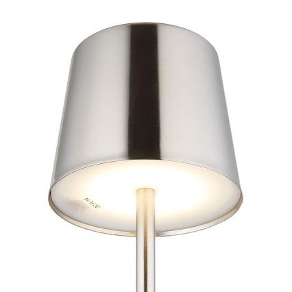 Globo - LED reguliuojamo ryškumo, lietimu valdoma įkraunama stalinė lempa LED/2W/3,7V 3000/4000/6000K 2200 mAh blizgus chromas