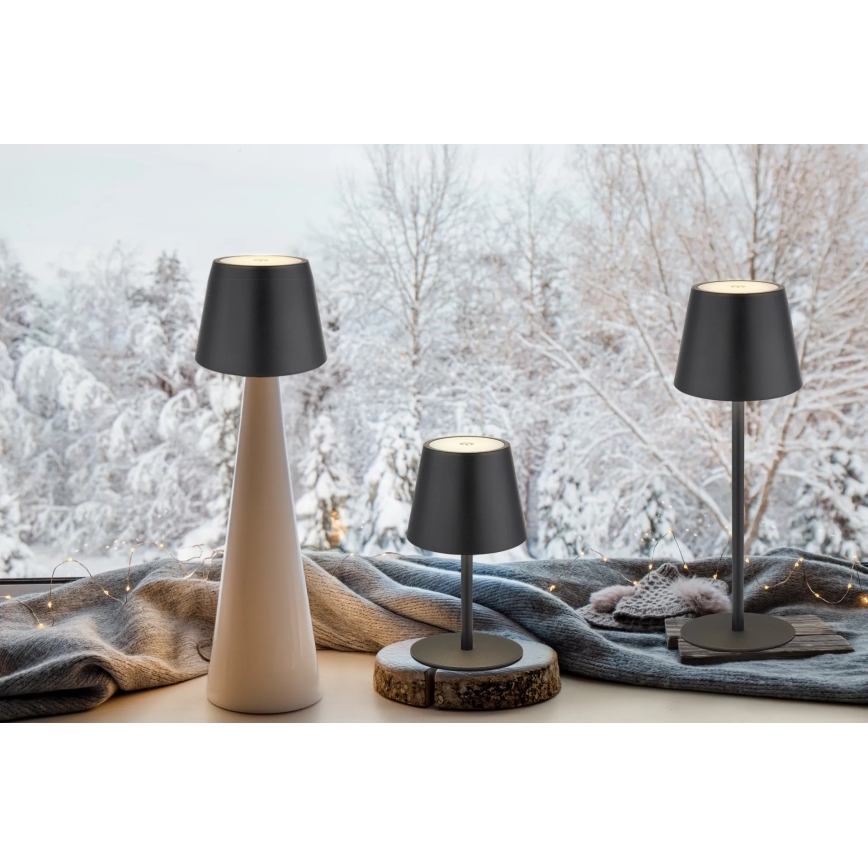Globo - reguliuojama jutiklinė įkraunama lauko stalinė LED lempa 3 viename LED/3W/5V 3000/4000/5000K IP54 1800 mAh juoda