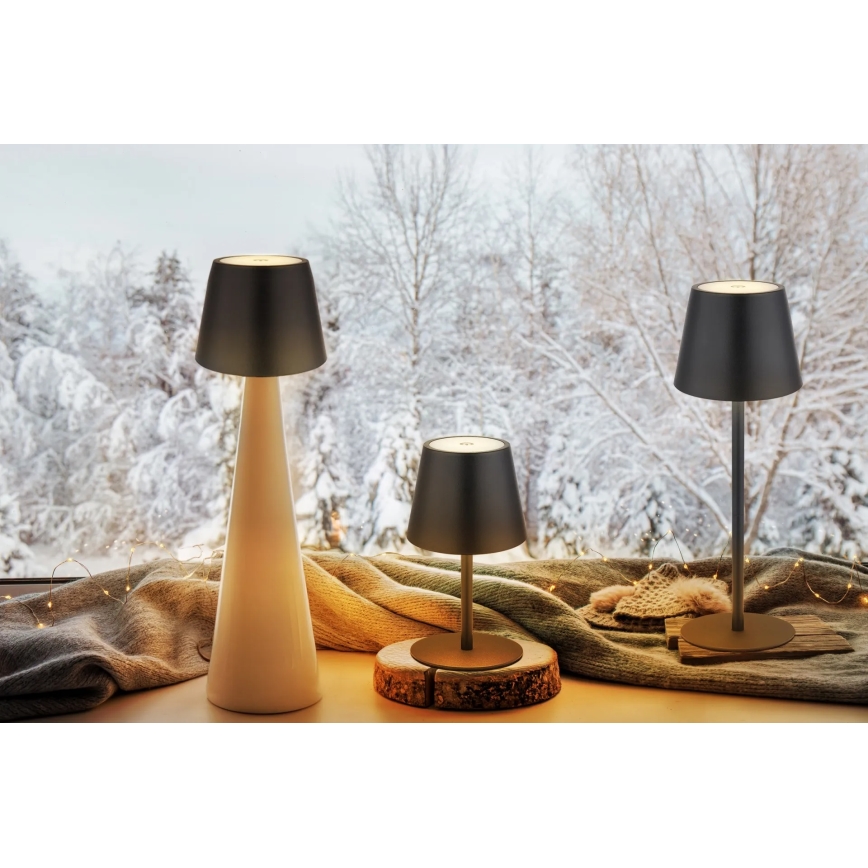Globo - reguliuojama jutiklinė įkraunama lauko stalinė LED lempa 3 viename LED/3W/5V 3000/4000/5000K IP54 1800 mAh juoda