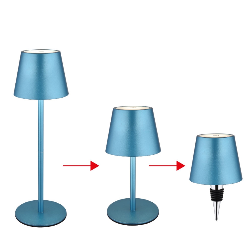 Globo - LED reguliuojama jutiklinė įkraunama lauko stalinė lempa 3 viename LED/3W/5V 3000/4000/5000K IP54 1800 mAh mėlyna