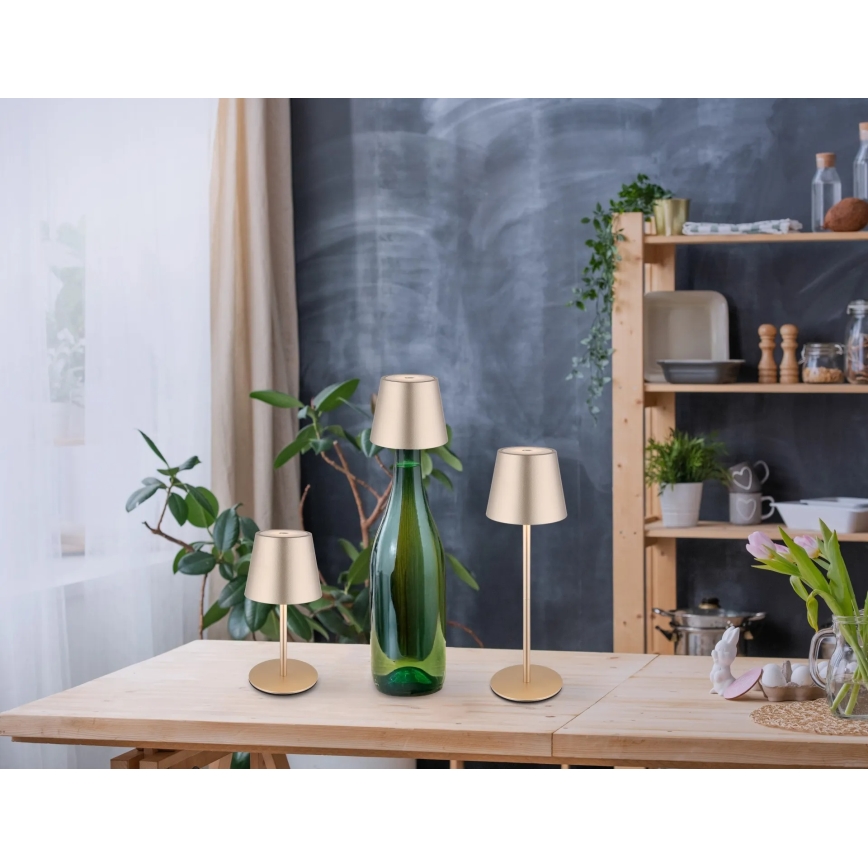 Globo - LED reguliuojama jutiklinė įkraunama lauko stalinė lempa 3 viename LED/3W/5V 3000/4000/5000K IP54 1800 mAh žalvaris