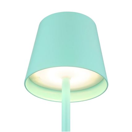 Globo - Reguliuojamo ryškumo jutiklinė įkraunama lauko stalinė lempa 3 viename LED/3W/5V 3000/4000/5000K IP54 1800 mAh mėtinė žalia