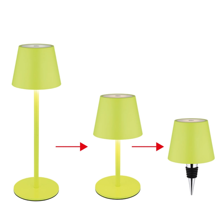 Globo - LED reguliuojama, lietimu valdoma įkraunama lauko stalo lempa 3in1 LED/3W/5V 3000/4000/5000K IP54 1800 mAh žalia