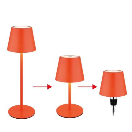 Globo - LED reguliuojama jutiklinė įkraunama lauko stalinė lempa 3 viename LED/3W/5V 3000/4000/5000K IP54 1800 mAh raudona