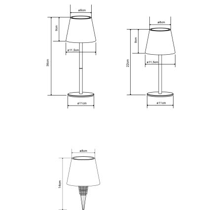 Globo - reguliuojama jutiklinė įkraunama lauko stalinė lempa LED/3W/5V 3000/4000/5000K IP54 1800 mAh