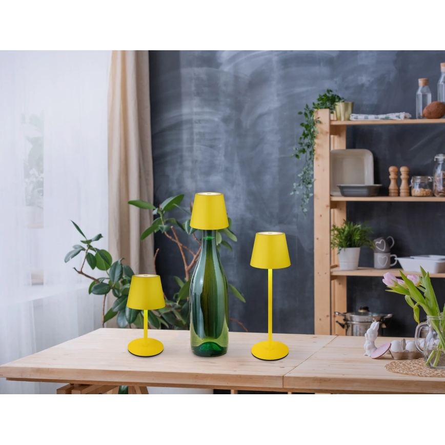 Globo - dimeriuojama jutiklinė įkraunama lauko stalo lempa 3 viename LED/3W/5V 3000/4000/5000K IP54 1800 mAh geltona