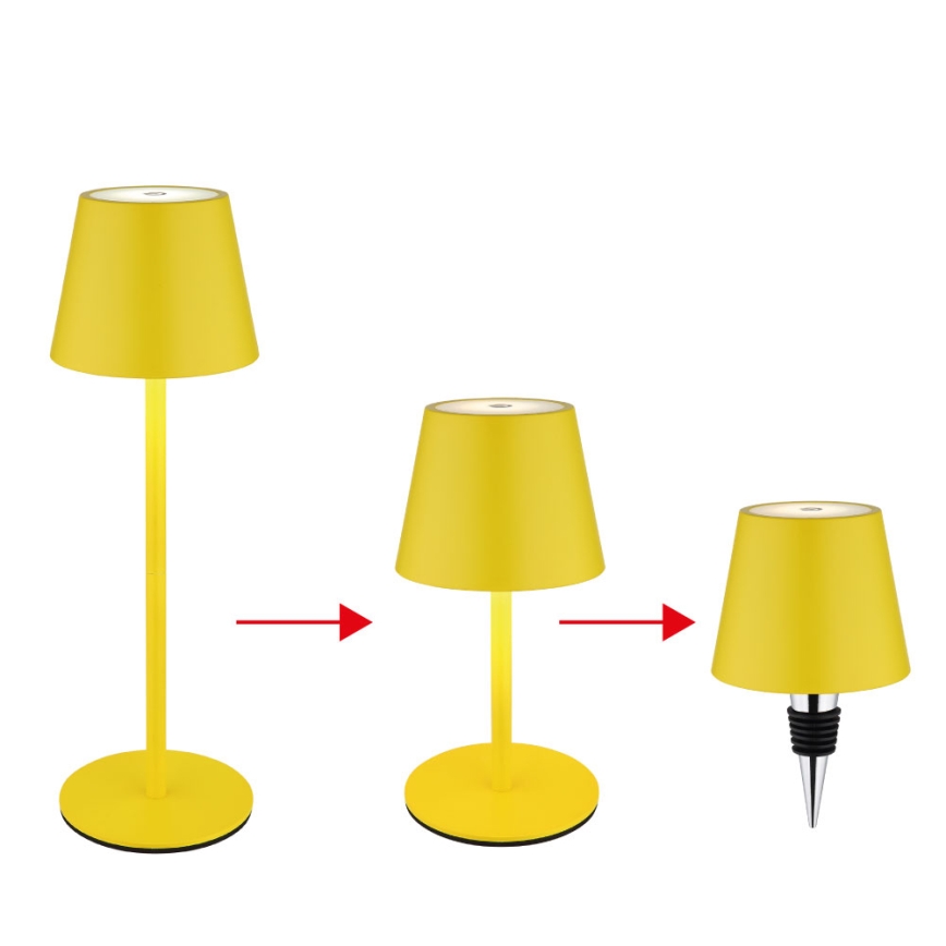Globo - dimeriuojama jutiklinė įkraunama lauko stalo lempa 3 viename LED/3W/5V 3000/4000/5000K IP54 1800 mAh geltona