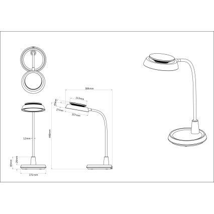 Globo - LED reguliuojamo ryškumo jutiklinė stalinė lempa LED/12W/230V 3000/4000/6500K balta