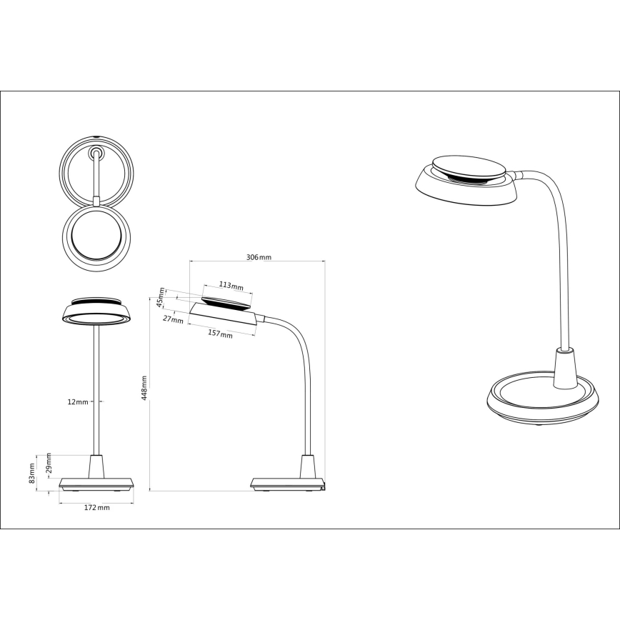 Globo - LED reguliuojamo ryškumo jutiklinė stalinė lempa LED/12W/230V 3000/4000/6500K balta