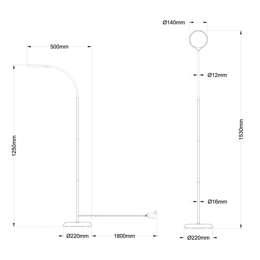 Globo - LED dimeriuojama jutiklinė grindinė lempa LED/8W/230V 2700K/4000K/6500K juoda