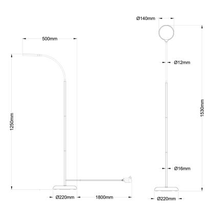 Globo - LED dimeriuojama jutiklinė stovinti lempa LED/8W/230V 2700-6000K juoda