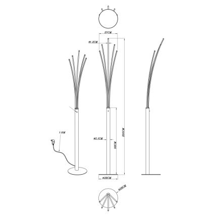 Globo - LED reguliuojama jutiklinė grindinė lempa LED/36W/230V juoda