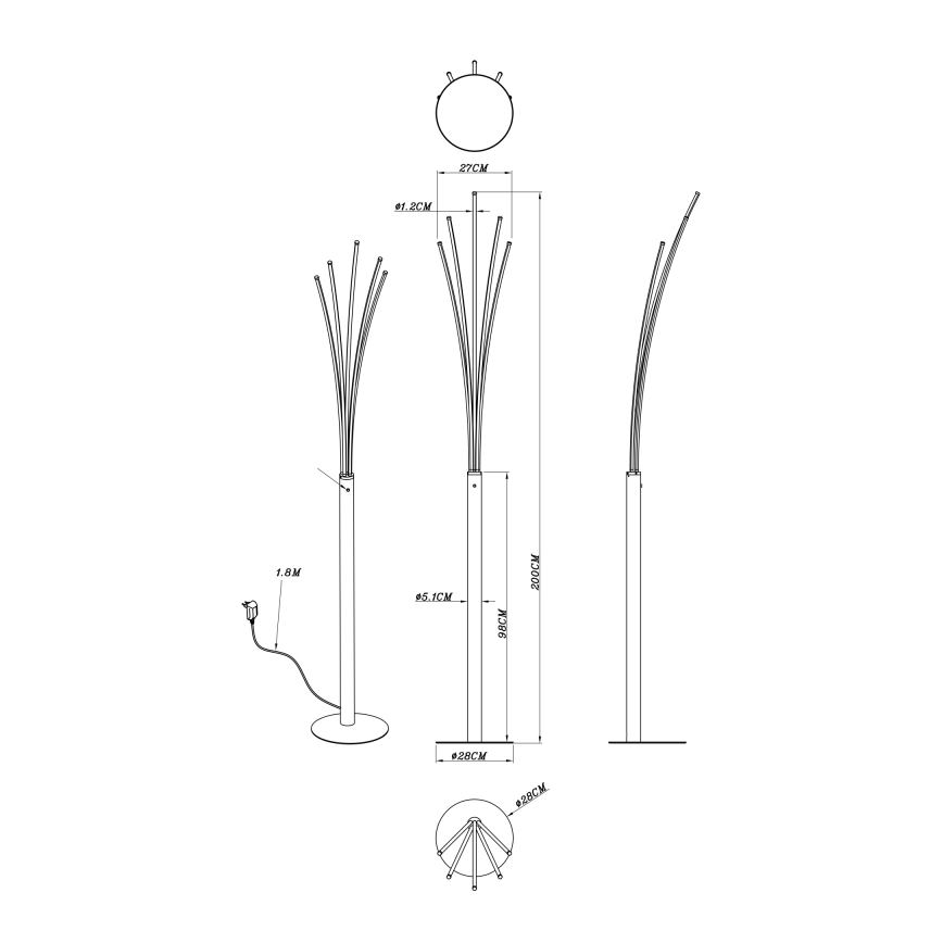 Globo - LED reguliuojama jutiklinė grindinė lempa LED/36W/230V juoda