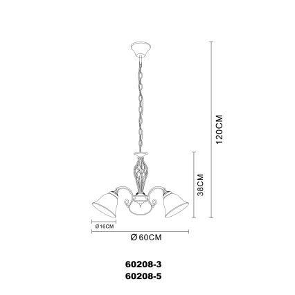 Globo 60208-3 - Sietynas ant grandinės ODIN 3xE27/60W/230V