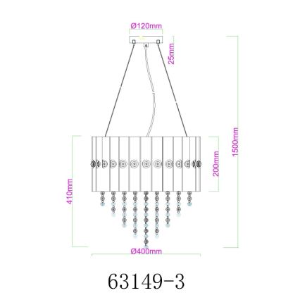 Globo - Pakabinamas sietynas 3xE27/40W/230V diametras 40 cm