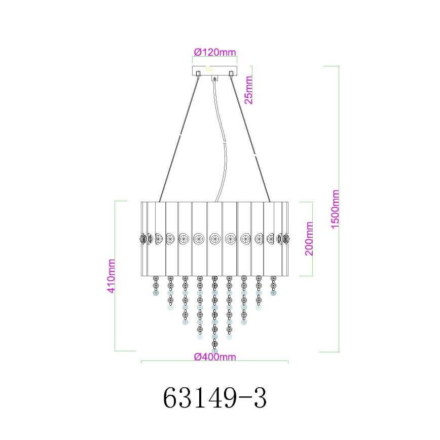 Globo - Pakabinamas sietynas 3xE27/40W/230V diametras 40 cm