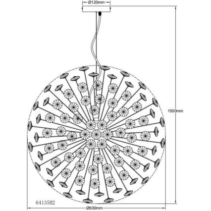 Globo - LED pakabinama liustra ant laido 9xG9/3,5W/230V skersmuo 60 cm auksinė
