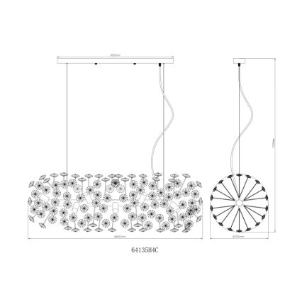 Globo - LED pakabinama liustra ant laido 12xG9/3,5W/230V blizgus chromas