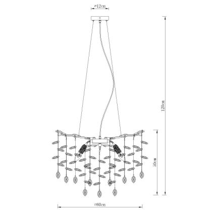 Globo - Pakabinama liustra ant laido 8xE14/40W/230V auksinė