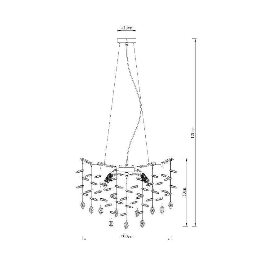Globo - Pakabinama liustra ant laido 8xE14/40W/230V auksinė