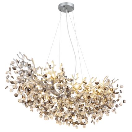 Globo - Pakabinama liustra ant laido 10xE14/40W/230V sidabrinė