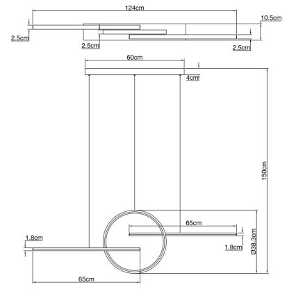 Globo 67121-50G - LED pritemdomas šviestuvas ant virvės BARRAL LED / 50W / 230V + Nuotolinio valdymo pultas