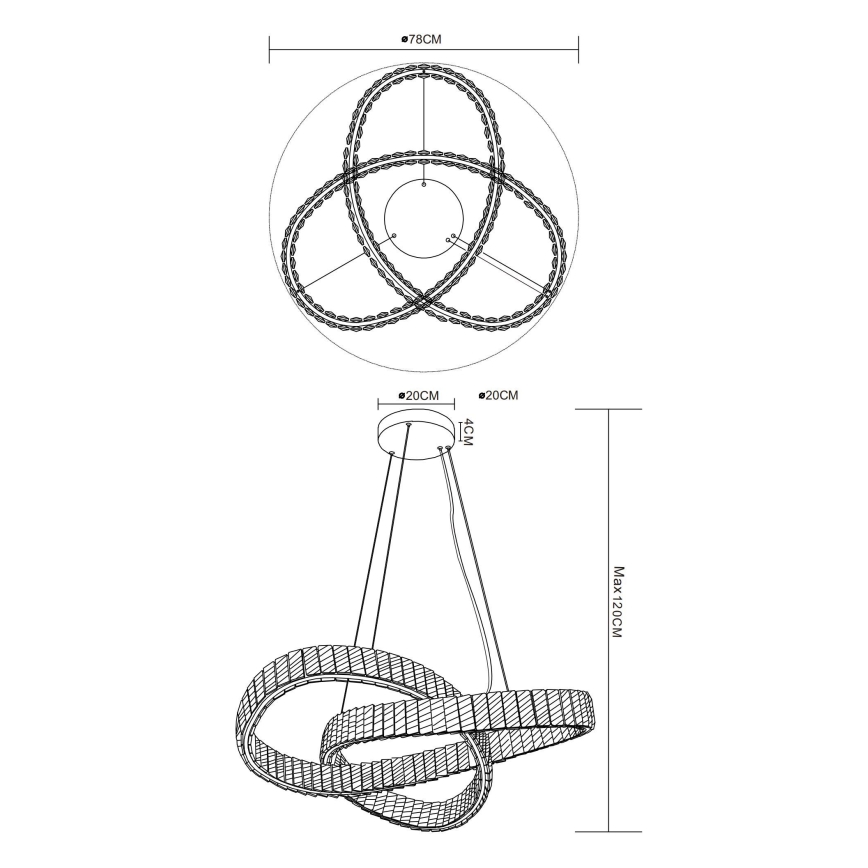 Globo - LED Reguliuojamas pakabinamas sietynas LED/110W/230V 2700-6000K diametras 78 cm + nuotolinio valdymo pultas