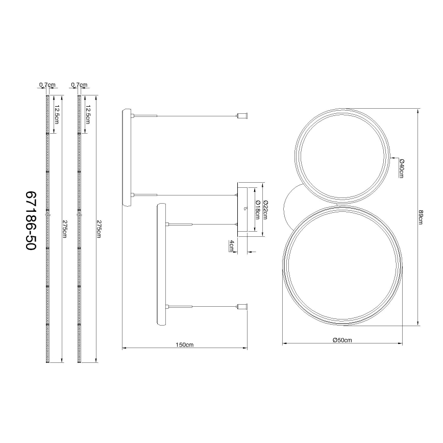 Globo - LED Reguliuojamas pakabinamas sietynas LED/50W/230V 2700-6000K juoda + nuotolinio valdymo pultas