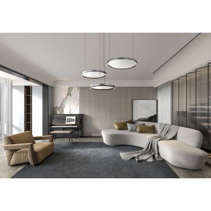 Globo - LED Reguliuojamas pakabinamas sietynas LED/55W/230V 2700-6000K juoda + nuotolinio valdymo pultas