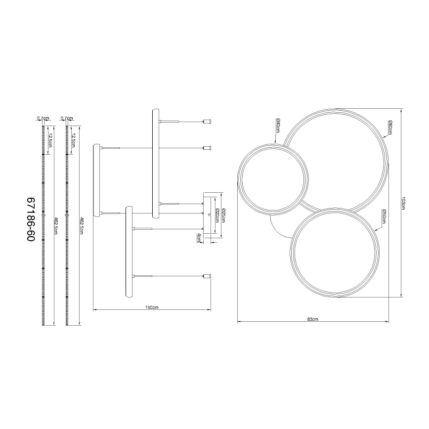 Globo - LED Reguliuojamas pakabinamas sietynas LED/55W/230V 2700-6000K juoda + nuotolinio valdymo pultas