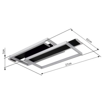 Globo - LED lubinis šviestuvas LED/40W/230V 62x27 cm matinis chromas/juoda