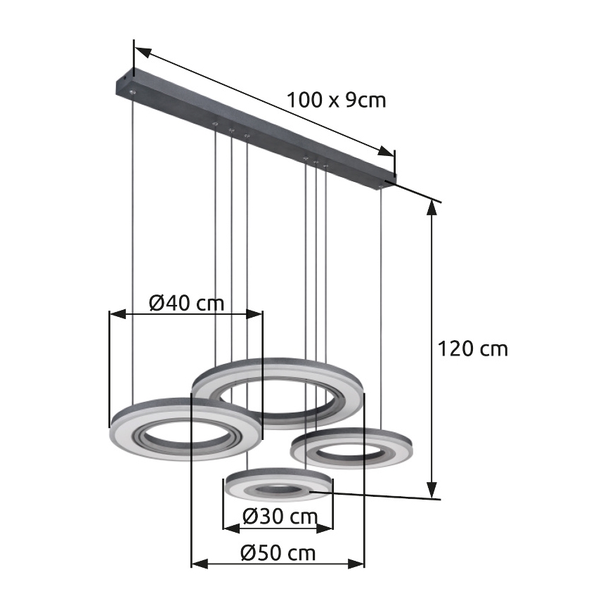Globo - LED Reguliuojamas pakabinamas sietynas LED/80W/230V 2700-6000K juoda + nuotolinio valdymo pultas