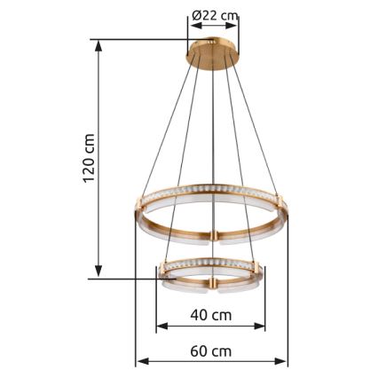 Globo - LED šviesos reguliavimas krištolas Sietynas ant stygos LED/78W/230V 2700K-6000K + nuotolinio valdymo pultas