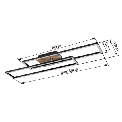 Globo - LED lubinis šviestuvas LED/30W/230V 3000K 60x80 cm juoda