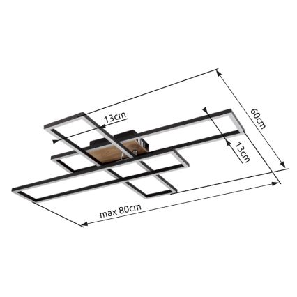 Globo - LED lubinis šviestuvas LED/40W/230V 3000K 60x80 cm juoda
