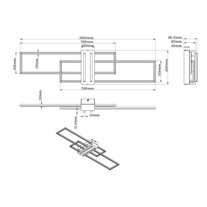 Globo - LED lubinis šviestuvas LED/40W/230V 3000K 25x100 cm juoda