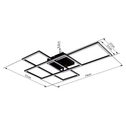 Globo - LED Pritemdomas lubinis šviestuvas LED/40W/230V 2700-6500K 51x74 cm Wi-Fi Tuya + nuotolinio valdymo pultas