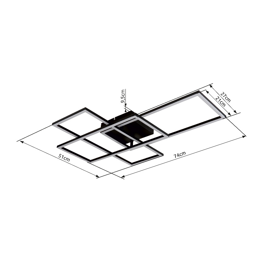Globo - LED Pritemdomas lubinis šviestuvas LED/40W/230V 2700-6500K 51x74 cm Wi-Fi Tuya + nuotolinio valdymo pultas