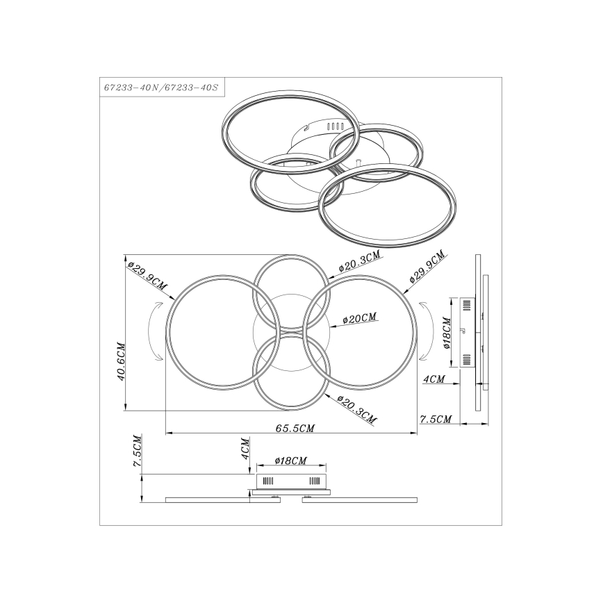 Globo - LED Ant pagrindo montuojamas sietynas LED/40W/230V