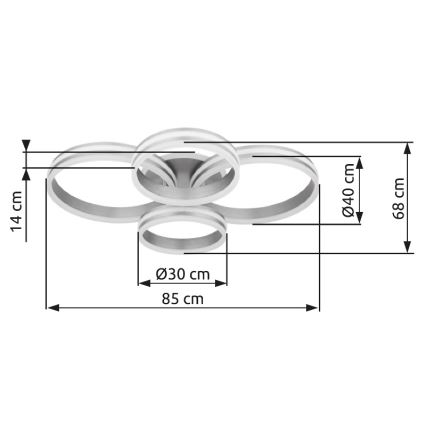 Globo - LED reguliuojamas lubų šviestuvas LED/90W/230V 2700-6000K 68x85 cm + nuotolinio valdymo pultas