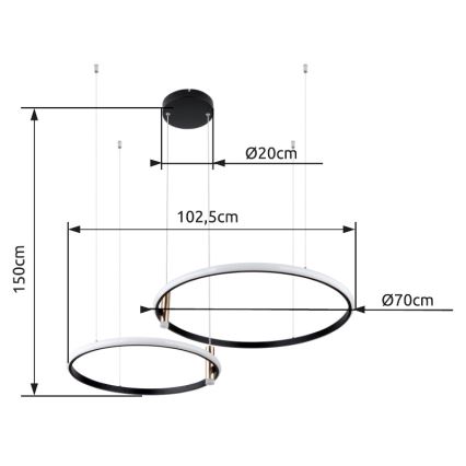 Globo - LED Reguliuojamas pakabinamas sietynas LED/55W/230V 2700-6000K juoda + nuotolinio valdymo pultas