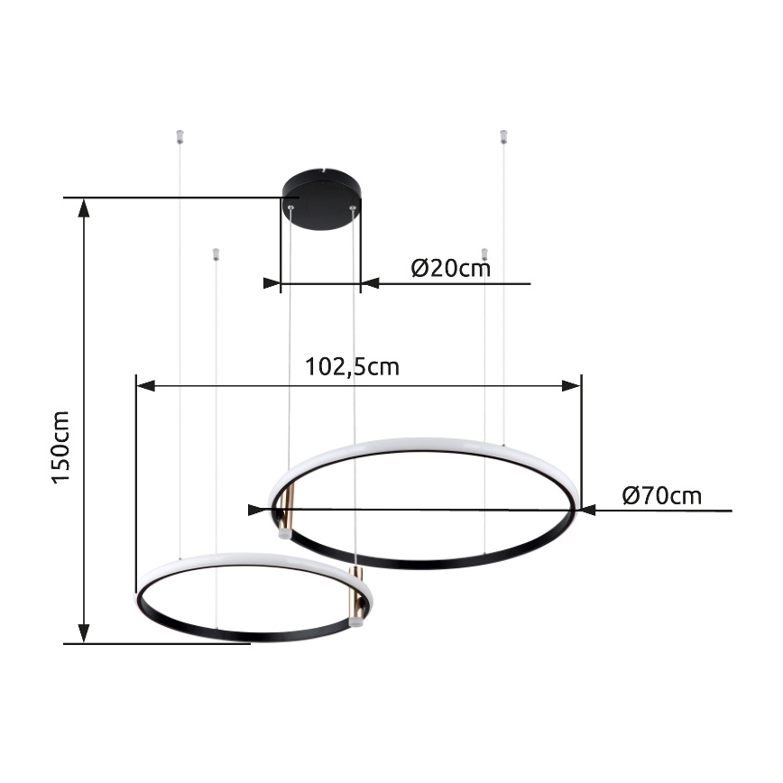 Globo - LED Reguliuojamas pakabinamas sietynas LED/55W/230V 2700-6000K juoda + nuotolinio valdymo pultas