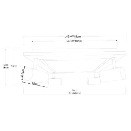 Globo - LED akcentinis šviestuvas 4xGU10/5W/230V + LED/24W/230V