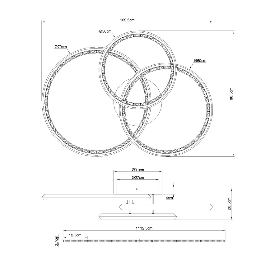 Globo - reguliuojamas LED lubinis šviestuvas LED/72W/230V 2700-6000K 109,5x80,5 cm + nuotolinio valdymo pultas
